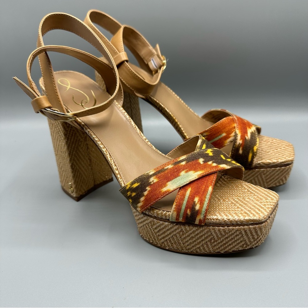 Sam Edelman Nolita Heeled Sandal Shoes Women’s Size 10 Orange Brown - Picture 3 of 16